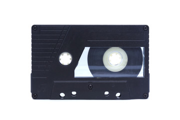 old vintage tape audio cassette with stickers on white isolated background layout. retro vintage 80's 90's music concept