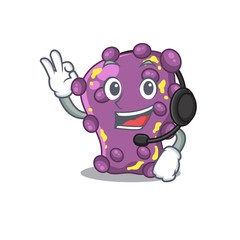 A gorgeous shigella mascot character concept wearing headphone