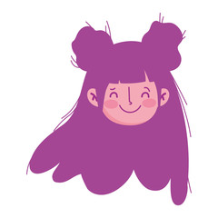 girl face cartoon character isolated icon white background