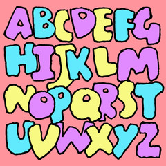 Handdrawn cartoon bold font. Modern grunge lettering. Vector illustration.