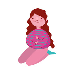 cute girl on the knees character cartoon isolated icon on white background