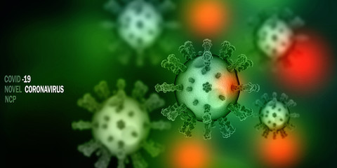 3d render Corona virus disease COVID-19. Microscopic view of a infectious virus