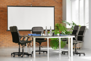 Room prepared for conference in office