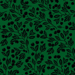 Seamless pattern with branches of berries. Perfect for wallpaper, wrapping paper, textile. 