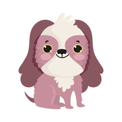cute little dog mascot isolated icon white background