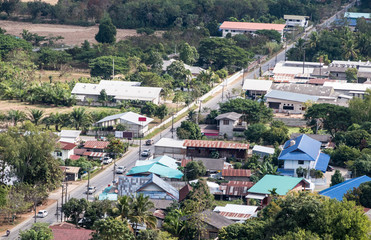 Fototapeta na wymiar Aerial view of the urban area in the small town.