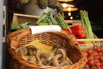 mushrooms in a basket