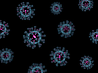 Blurred 3d blue COVID-19 virus