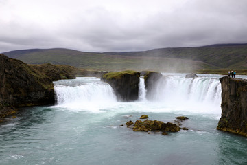 Godafoss / Iceland - August 26, 2017: The Godafoss waterfall, Iceland, Europe