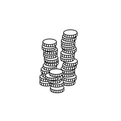 Stacks of coins vector. The coin on the coin icon. Much money