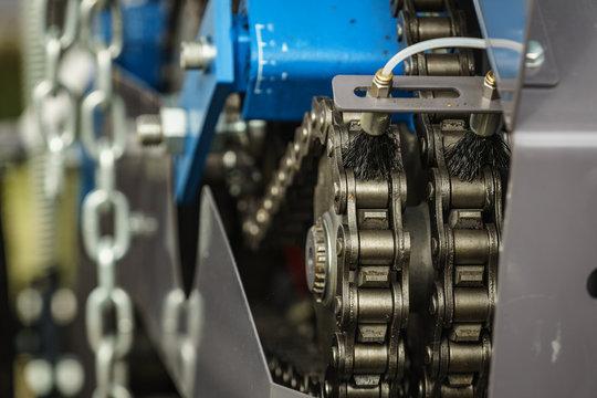 Chain and sprockets in big machine