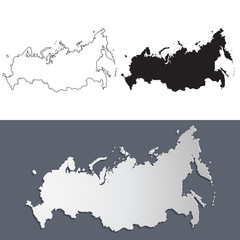 Vector map Russia in paper cut style. Outline Russia map. Isolated vector Illustration.
