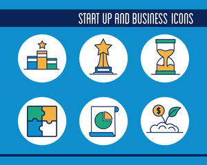 start up and business set icons