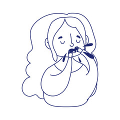 covid 19 coronavirus, sick young woman coughing, isolated icon white background