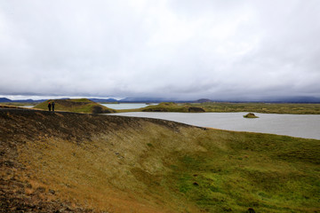 Myvatn / Iceland - August 26, 2017: Lake Myvatn area, Iceland, Europe