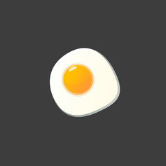 fried scrambled egg. breakfast vector illustration. gray black background