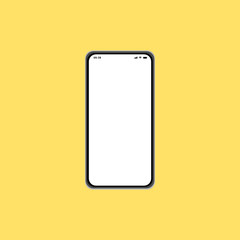 Smartphone empty screen on yellow Background. Vector Illustration.