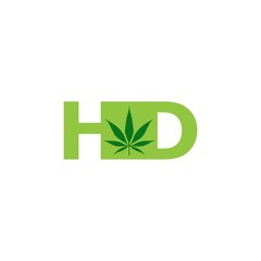 HD letter Type Logo Design. Marijuana concept