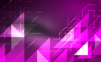 Abstract background, mosaic triangle pattern with transparent effects on glowing neon shiny backdrop. Vector Illustration For Wallpaper, Banner, Background, Card, Book Illustration, landing page