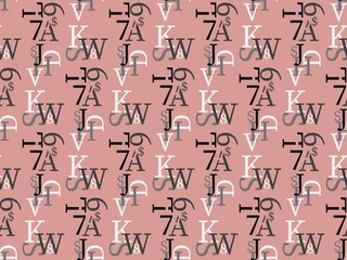 alphabet and  numbers on a seamless spring pattern.