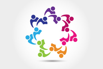 Logo teamwork unity business embraced couple people
