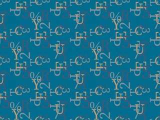  letter and  symbols on a seamless spring pattern.