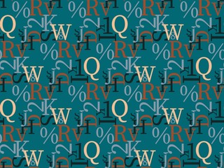 Seamless bright spring pattern with  numbers and   symbols.