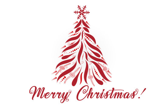 Christmas tree greetings card vector image 