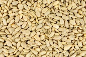 Protein rich sunflower seed kernel hearts background
