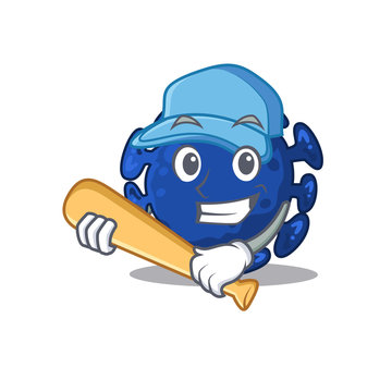 Picture of streptococcus cartoon character playing baseball