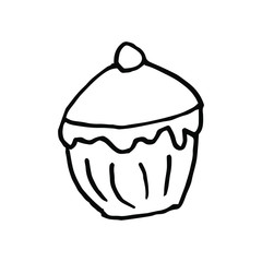 Isolated on white background sweets, cake, pastry, Stock Illustration, vector, hand drawing, design element ware for printing, scrapbooking, postcard