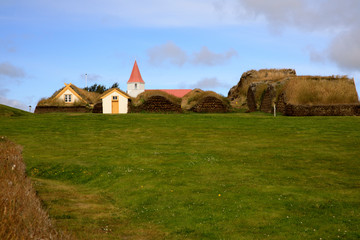 Akureyri / Iceland - August 26, 2017: The Laufas Folk museum area, Iceland, Europe