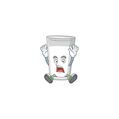 Glass of milk cartoon character design showing shocking gesture