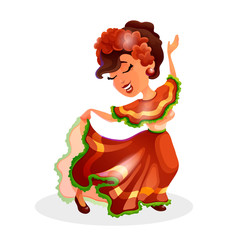 Young woman in traditional mexican dress, dancing