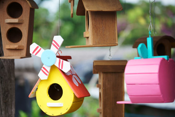 colorful decoration wooden bird house