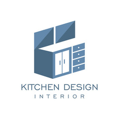 Cabinet Furniture Kitchen Set Interior Graphic Vector Logo Design 