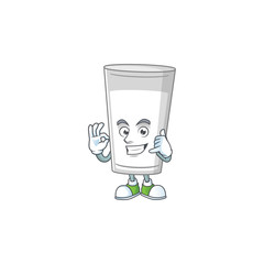 Glass of milk mascot cartoon design make a call gesture