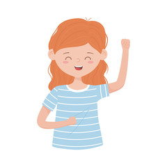 young woman waving hand character cartoon isolated icon white background