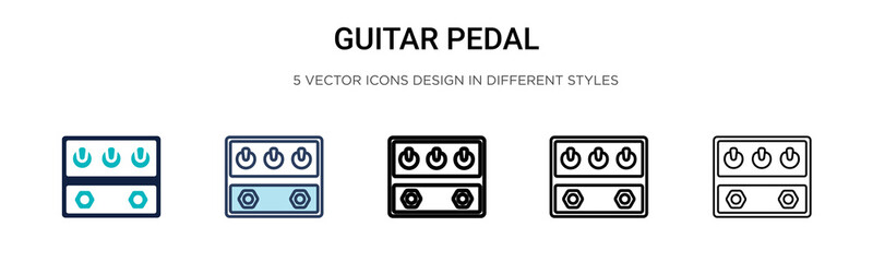 Guitar pedal icon in filled, thin line, outline and stroke style. Vector illustration of two colored and black guitar pedal vector icons designs can be used for mobile, ui, web - obrazy, fototapety, plakaty