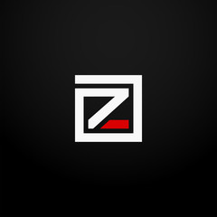 Initial letter Z linked square logo white and red color. Corporate identity design template element. Industry, finance, bank logotype. Square group, technology interaction, network integrate concept.