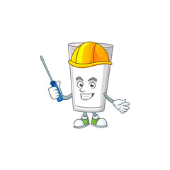 Smart automotive glass of milk presented in mascot design style