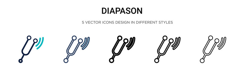 Diapason icon in filled, thin line, outline and stroke style. Vector illustration of two colored and black diapason vector icons designs can be used for mobile, ui, web