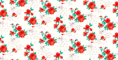 a feminine flower pattern in red