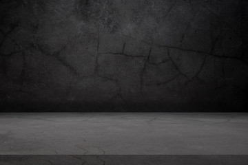 Empty black stone marble table top and black stone background from interior office building background