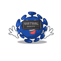 Cartoon design style of streptococcus with modern Virtual Reality headset