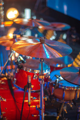 Fototapeta na wymiar drums on stage before a concert