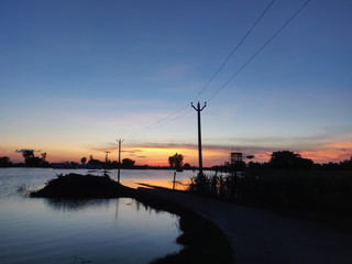 sunset over the river