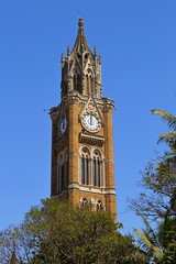 MUMBAI, INDIA - February 7, 2019: The victorian Rajabai Clock Tower of Mumbai University (formerly Bombay) in Mumbai, India
