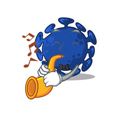 Talented musician of streptococcus cartoon design playing a trumpet