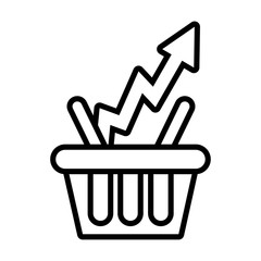 shopping basket with arrow up line style